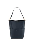 Céline Sangle Shoulder Bag, Women's, Blue, Cotton/leather/suede