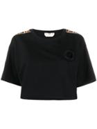 Fendi Cropped Logo-trimmed T-shirt - Black