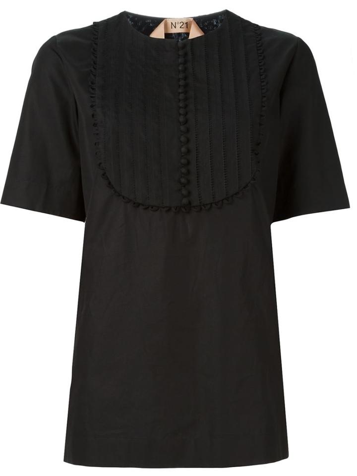 No21 Floral Lace Panel Blouse, Women's, Size: 42, Black, Cotton