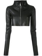Rick Owens Lilies - Cropped Leather Jacket - Women - Cotton/lamb Skin/nylon/viscose - 42, Black, Cotton/lamb Skin/nylon/viscose