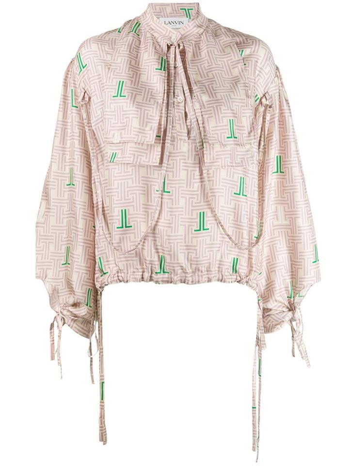 Lanvin Jl Monogram Print Blouse - Neutrals