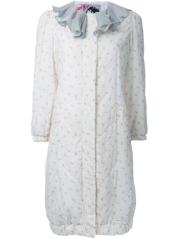 Jenny Fax Ruffle Collar Floral Print Coat