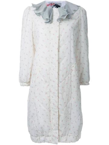 Jenny Fax Ruffle Collar Floral Print Coat