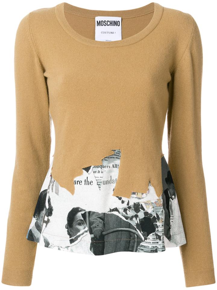 Moschino Long Sleeved Cut Away Sweatshirt - Brown