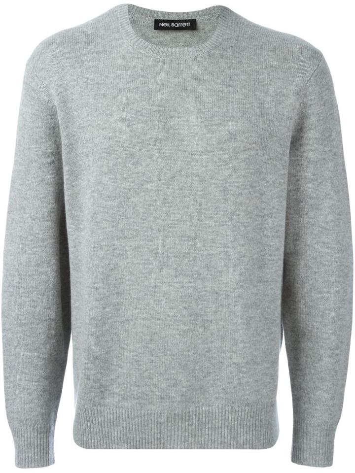 Neil Barrett Crew Neck Jumper, Men's, Size: Large, Grey, Cashmere/wool