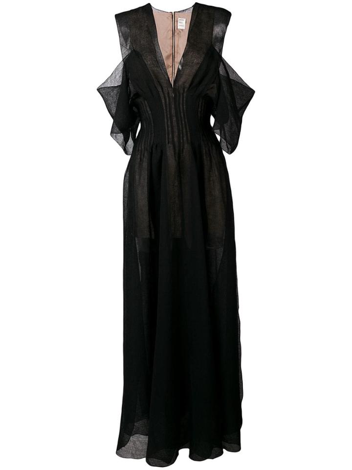 Maison Rabih Kayrouz Sheer Cold Shoulder Maxi Dress - Black
