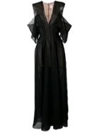 Maison Rabih Kayrouz Sheer Cold Shoulder Maxi Dress - Black