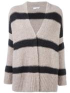 Brunello Cucinelli Striped Open Cardigan, Women's, Size: Medium, Nude/neutrals, Silk/polyamide/cashmere/virgin Wool