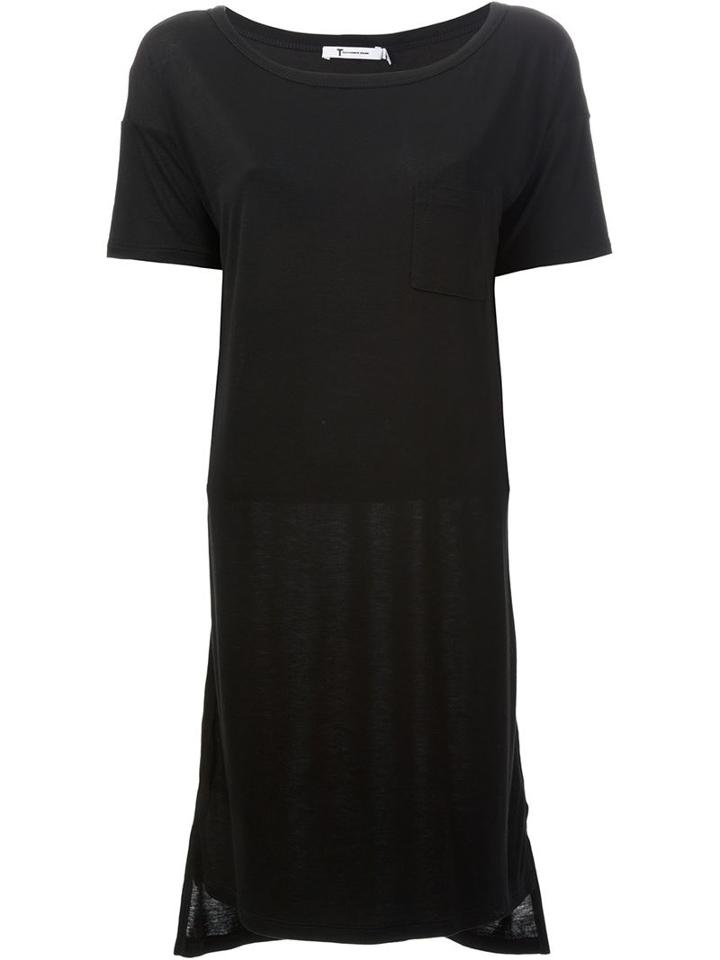 T By Alexander Wang High Low T-shirt Dress, Women's, Size: Medium, Black, Rayon