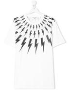 Neil Barrett Kids Teen Lightning T-shirt - White