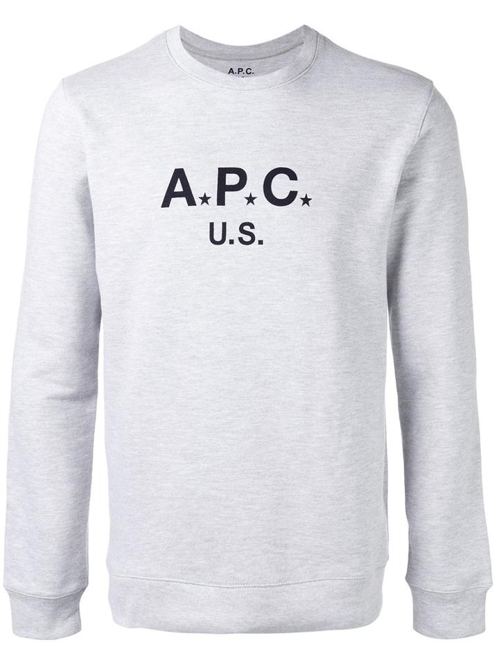 A.p.c. Logo Sweatshirt, Men's, Size: Xl, Grey, Cotton/polyester