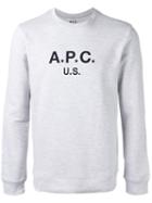 A.p.c. Logo Sweatshirt, Men's, Size: Xl, Grey, Cotton/polyester