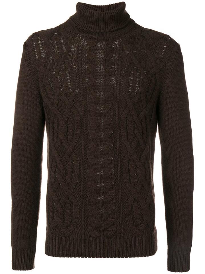 Tagliatore Knitted Roll Neck Sweater - Brown