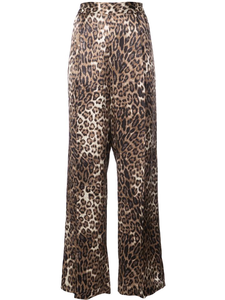 Nili Lotan Leopard Print Wide-leg Trousers - Brown
