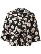 Rochas Floral Print Coat, Women's, Size: 40, Black, Cotton/silk/viscose