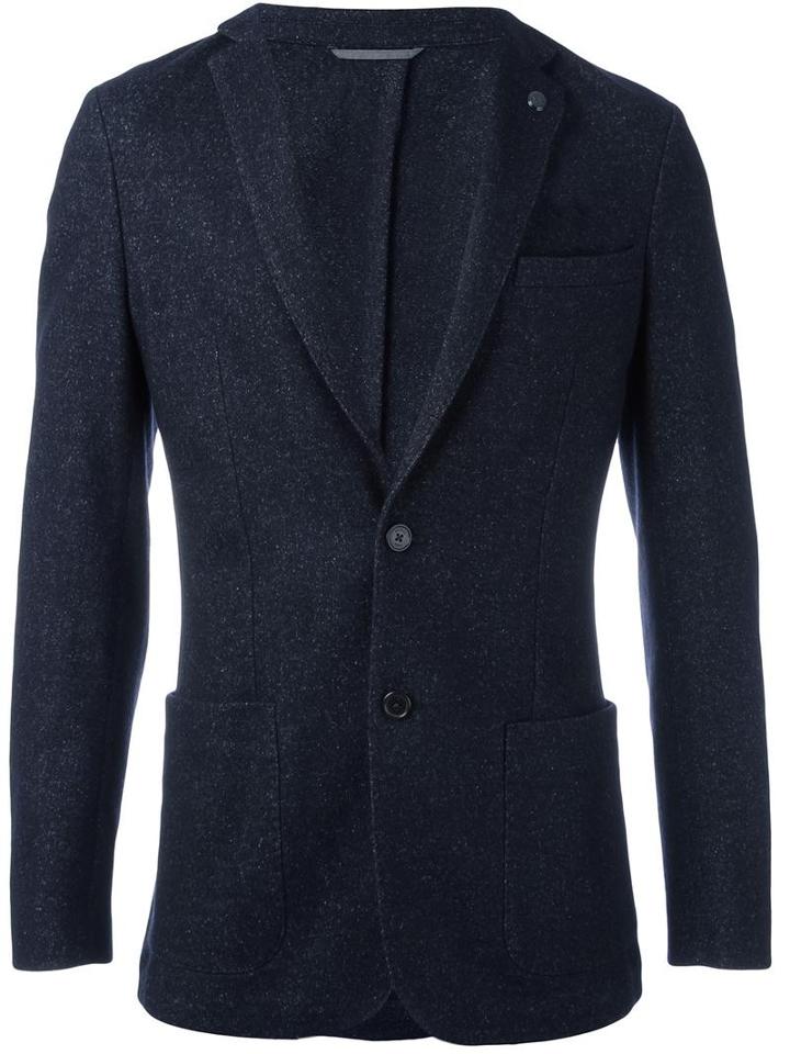 Michael Kors Button Front Blazer, Men's, Size: 40, Blue, Cotton/polyester/viscose/polyimide