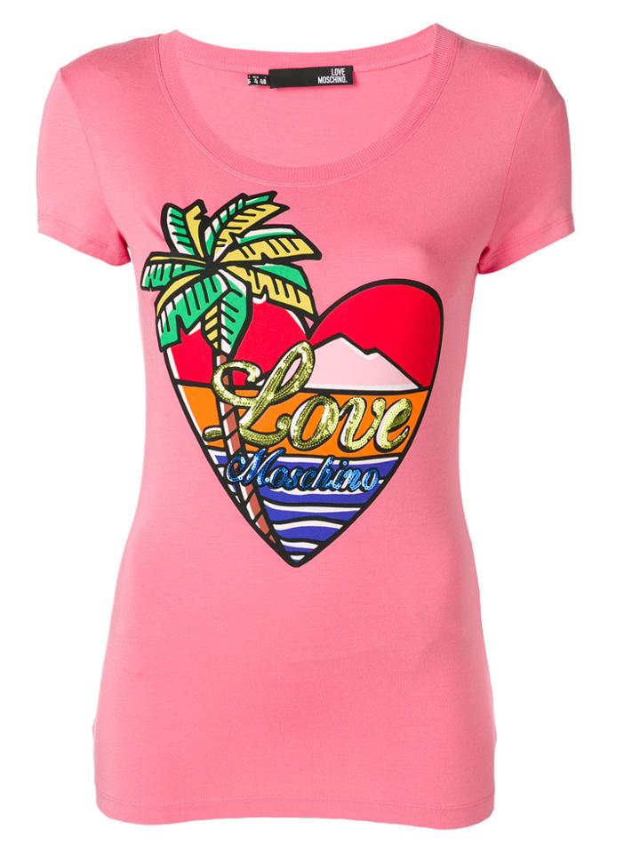 Love Moschino Paradise Island T-shirt - Pink & Purple