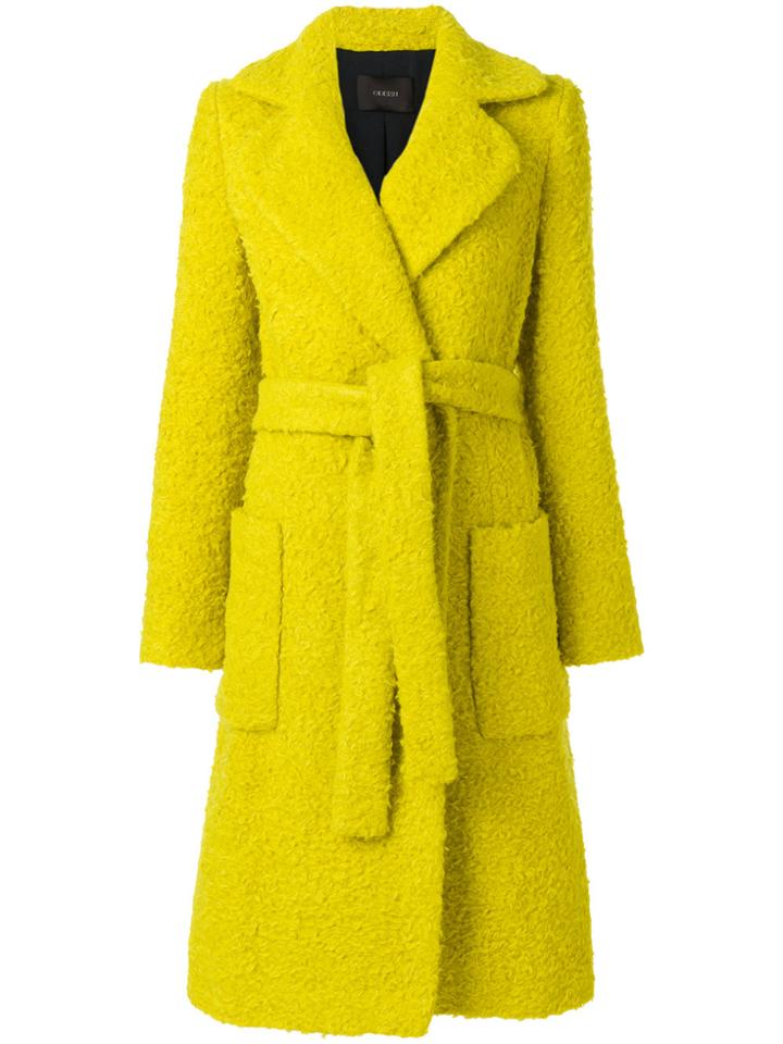 Odeeh Textured Belt Coat - Yellow & Orange