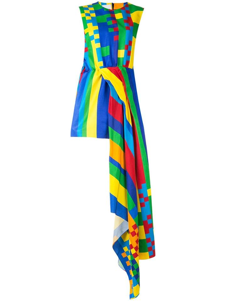 Halpern Asymmetric Sleeveless Dress - Multicolour