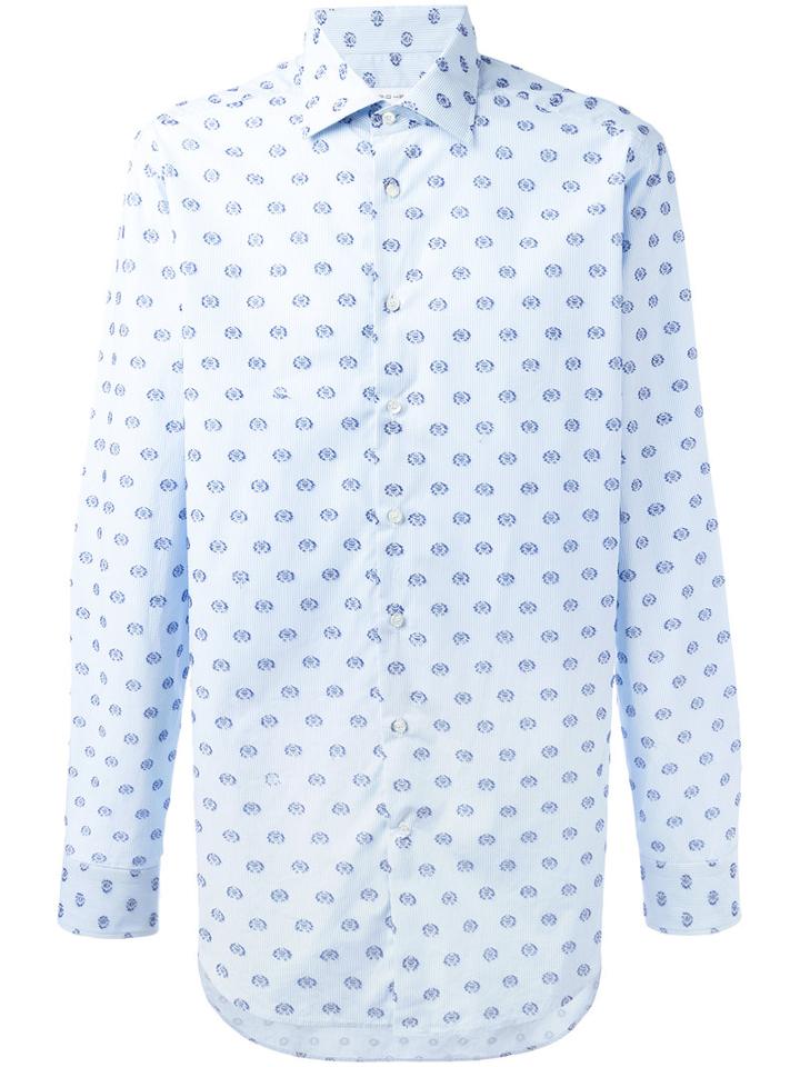 Etro Printed Striped Shirt, Men's, Size: 42, Blue, Cotton