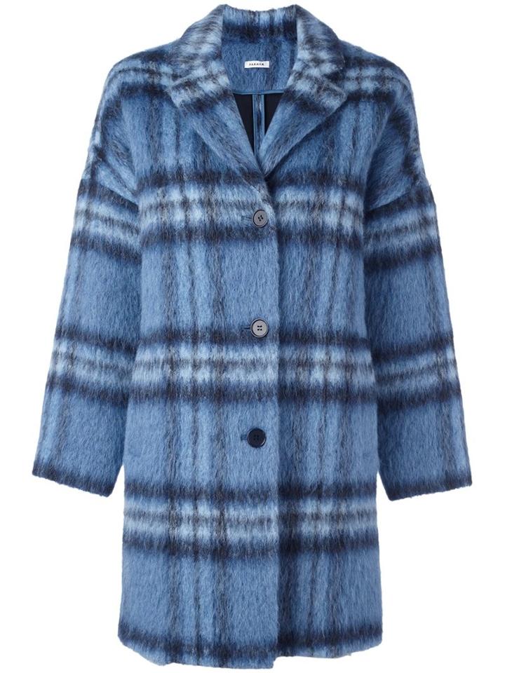 P.a.r.o.s.h. Checked Coat, Women's, Size: Xs, Blue, Polyamide/polyester/mohair/virgin Wool
