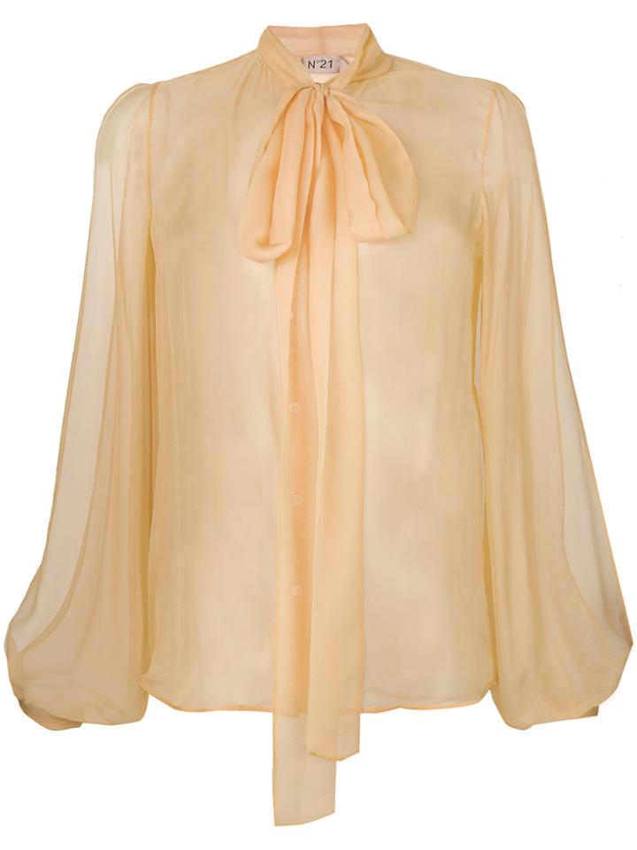 No21 Pussy-bow Blouse - Yellow & Orange