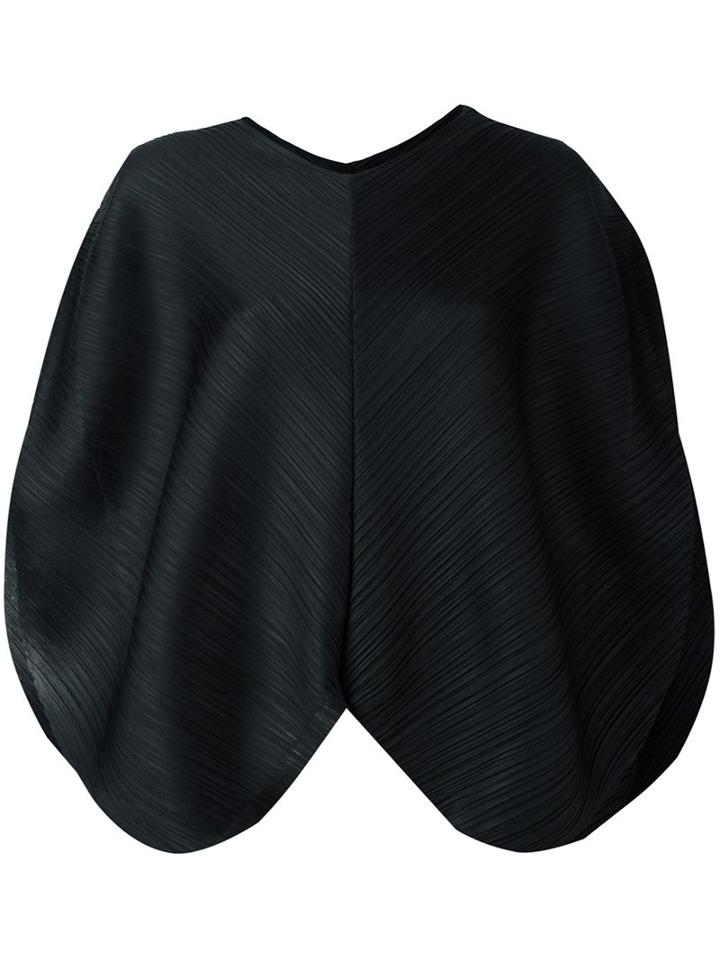 Pleats Please By Issey Miyake Pleated Loose-fit Blouse, Women's, Size: 3, Black, Polyester