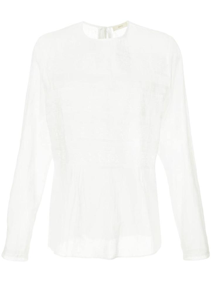 Matin Lace Trim Blouse - White