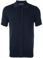Neil Barrett - Front Button Polo Shirt - Men - Nylon/viscose - M, Blue, Nylon/viscose