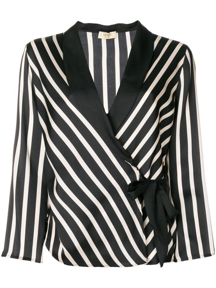 Liu Jo Striped Print Fitted Jacket - Black