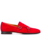 Santoni Double Strap Monk Shoes - Red