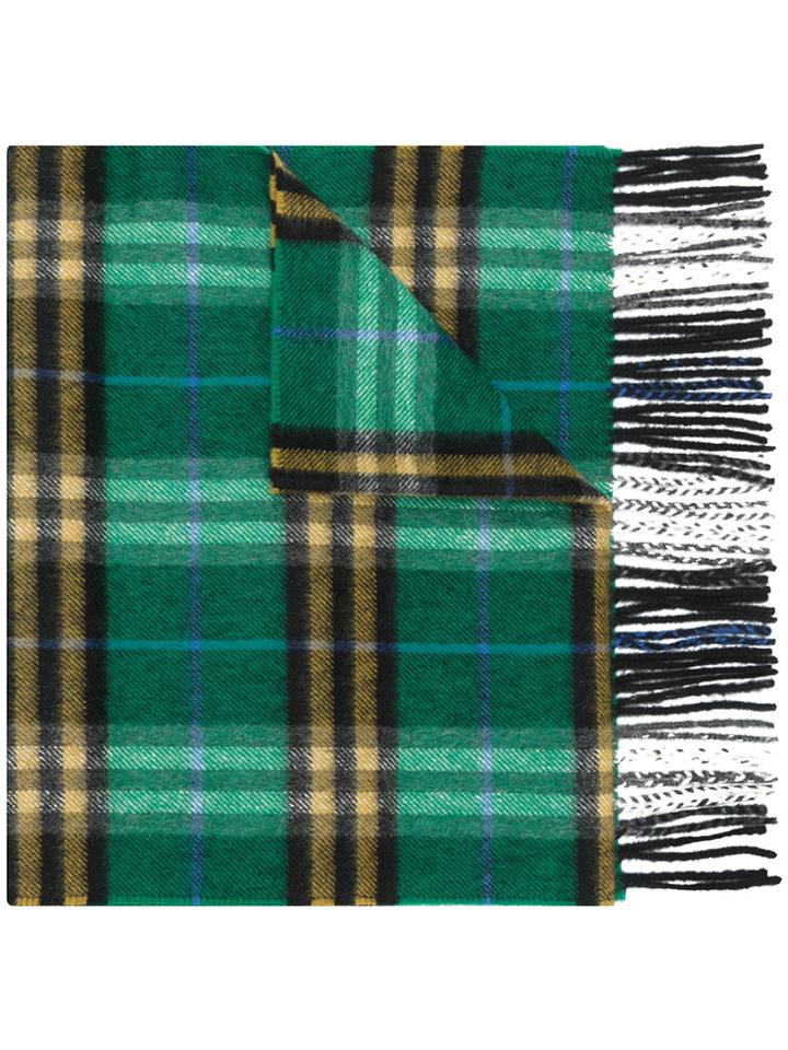 Burberry Check Cashmere Scarf - Green