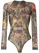 Dsquared2 Tattoo Bodysuit, Women's, Size: Large, Black, Nylon/spandex/elastane