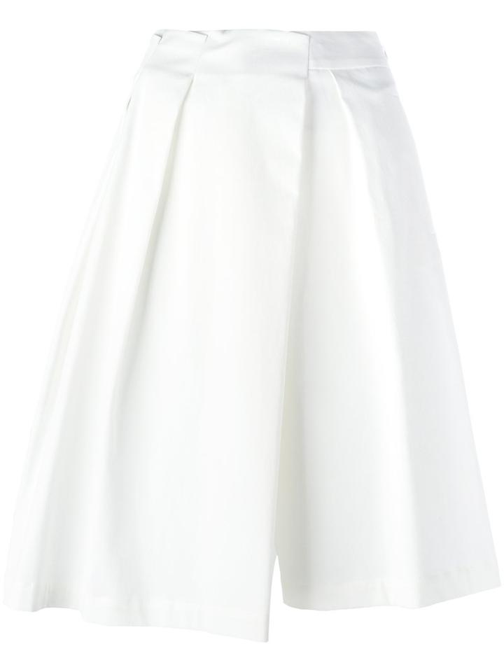 Jil Sander - Pleated Asymmetric Shorts - Women - Cotton/spandex/elastane - 32, White, Cotton/spandex/elastane