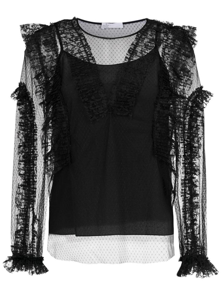 Nk Sheer Lace Blouse - Black