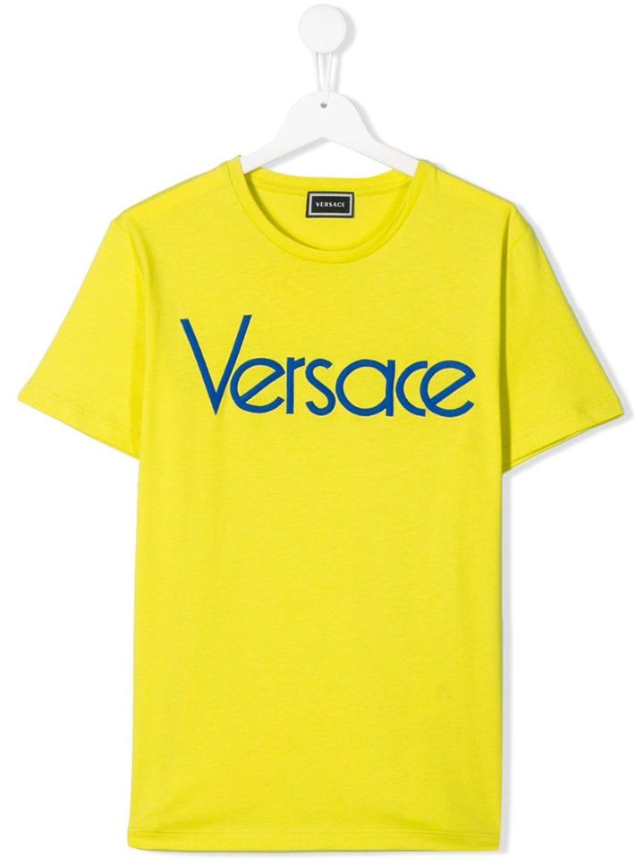 Young Versace Teen Printed Cotton T-shirt - Yellow