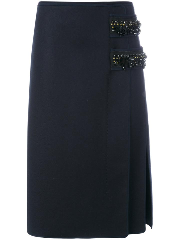 No21 - Pencil Skirt - Women - Polyamide/cashmere/wool - 44, Blue, Polyamide/cashmere/wool