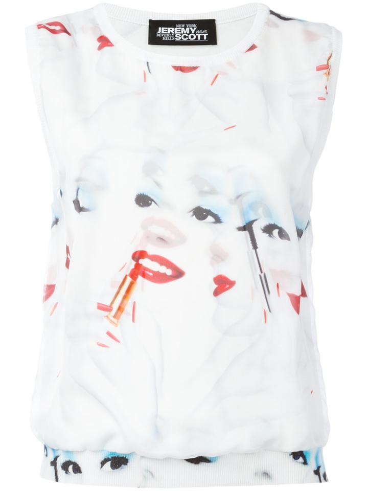 Jeremy Scott Face Print Tank Top - White