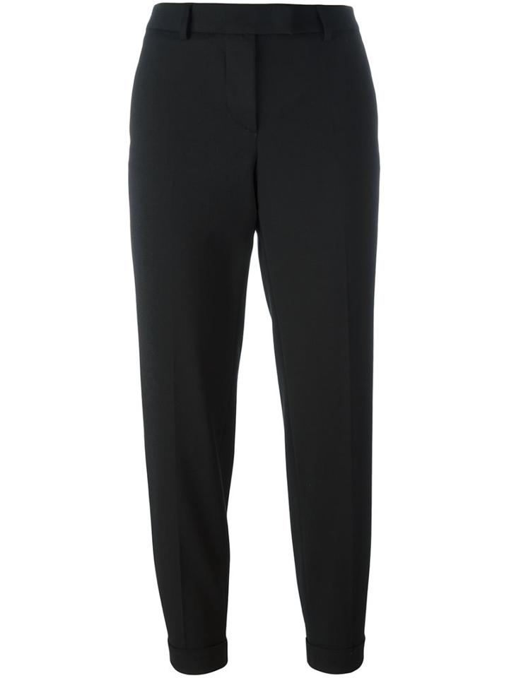 Alberto Biani Cropped Trousers, Women's, Size: 48, Black, Cotton/spandex/elastane/virgin Wool
