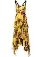 Cinq A Sept Printed Ruffled Dress, Women's, Size: 4, Yellow/orange, Silk