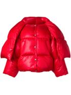 Hache Scarf Tie Puffer Jacket - Red