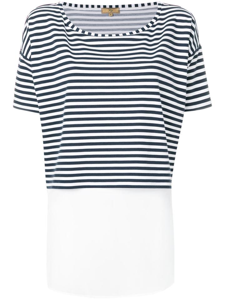 Fay Cropped Striped T-shirt - White