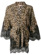 Gold Hawk Leopard Print Lace Trim Kimono Top - Nude & Neutrals