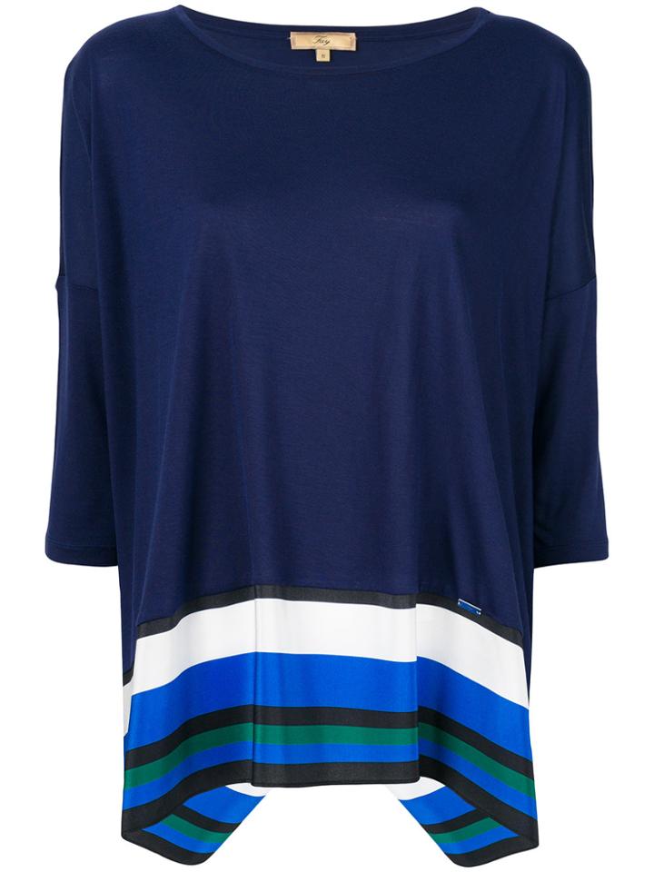 Fay Kids Striped Hem Panel Top - Blue