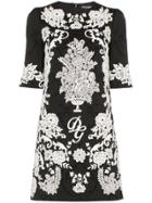 Dolce & Gabbana Floral Embroidered Jacquard Dress - Black