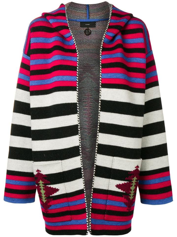 Alanui Striped Hooded Cardigan - White