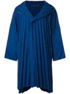 Homme Plissé Issey Miyake Pleated Single Breasted Coat - Blue