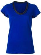 Sacai - Ruffle Neck T-shirt - Women - Cotton/cupro - 2, Blue, Cotton/cupro