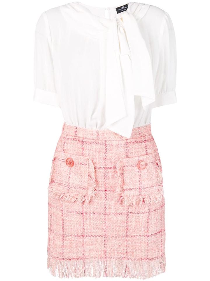 Elisabetta Franchi Contrast Fringe Detail Dress - White