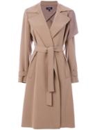 Theory - Draped Fitted Coat - Women - Polyester/polyurethane/acetate - S, Brown, Polyester/polyurethane/acetate